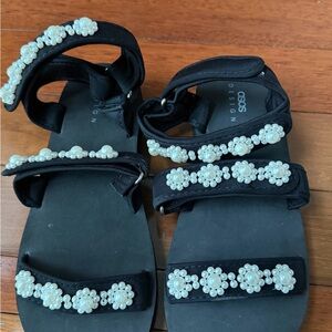 ASOS Black Sandals with Pearl Details